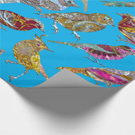 Elegant Dancing Birds on Blå himmel Mönster Glossy Presentpapper