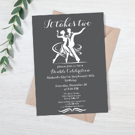 Elegant Dancing Couple Joint Birthday Firing Inbjudningar