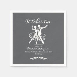 Elegant Dancing Couple Joint Birthday Firing Pappersservett