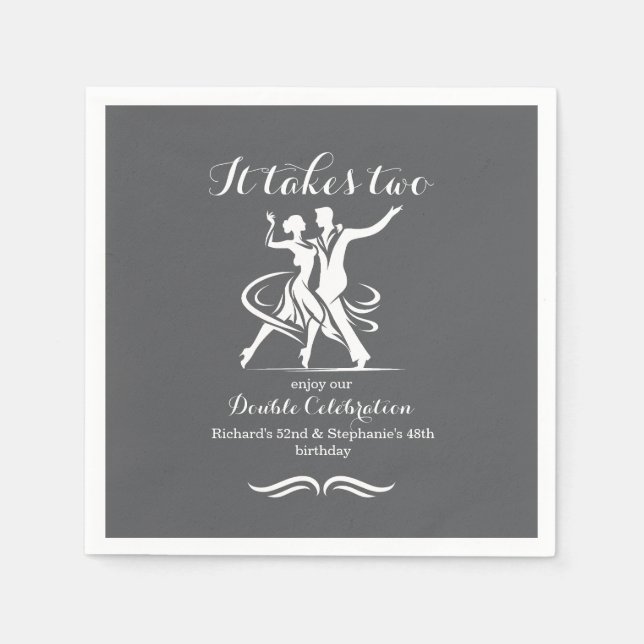 Elegant Dancing Couple Joint Birthday Firing Pappersservett (Framsidan)