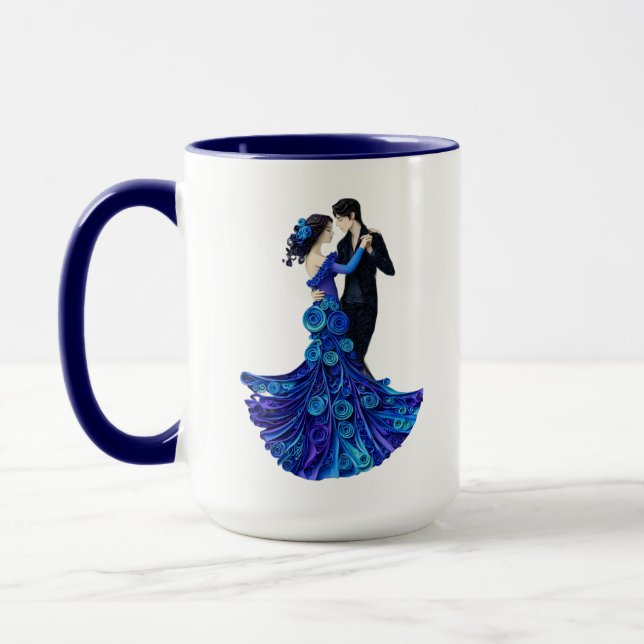 Elegant Dancing Couple Paper Quilling Art Mugg (Vänster)