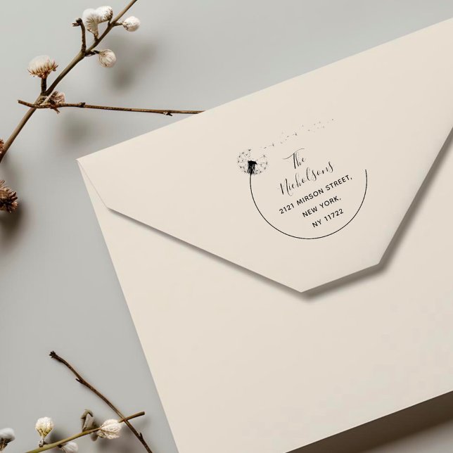 Elegant Dandelion Flower Returadress Självfärgande Stämpel (Skapare uppladdad)