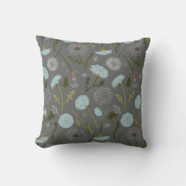 Elegant Dandelion Grått Blåa blommor Kudde