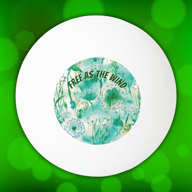 Elegant Dandelion Monogram Grönt och vit  | Pingisboll (Skapare uppladdad)