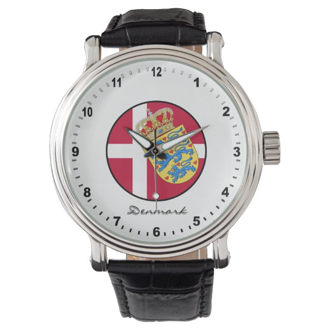 Elegant Danmark Watch & Danish Flagga Armbandsur (Framsida)