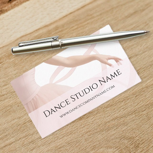 Elegant dansstudio balettdansare rosa visitkort (Elegant Dance Studio Ballet Dancer Blush Pink Business Card)