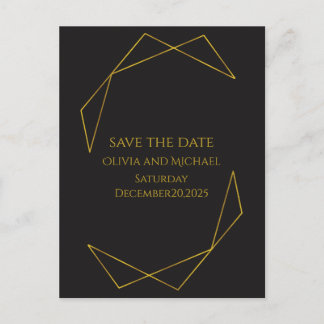Elegant dark and gold save the date card meddelande vykort