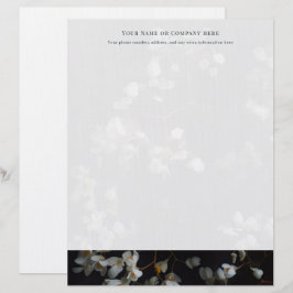 Elegant Dark and white Floral Letterhead Brevhuvud