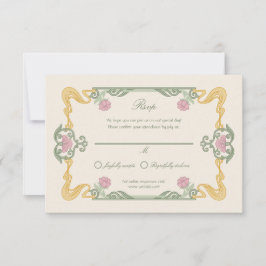 Elegant Dark Art Nouveau RSVP Card OSA Kort