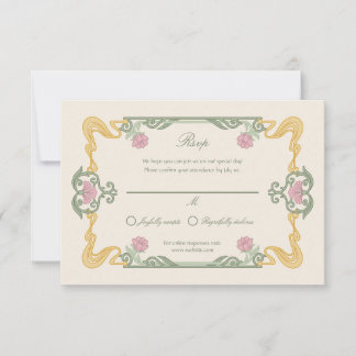 Elegant Dark Art Nouveau RSVP Card OSA Kort
