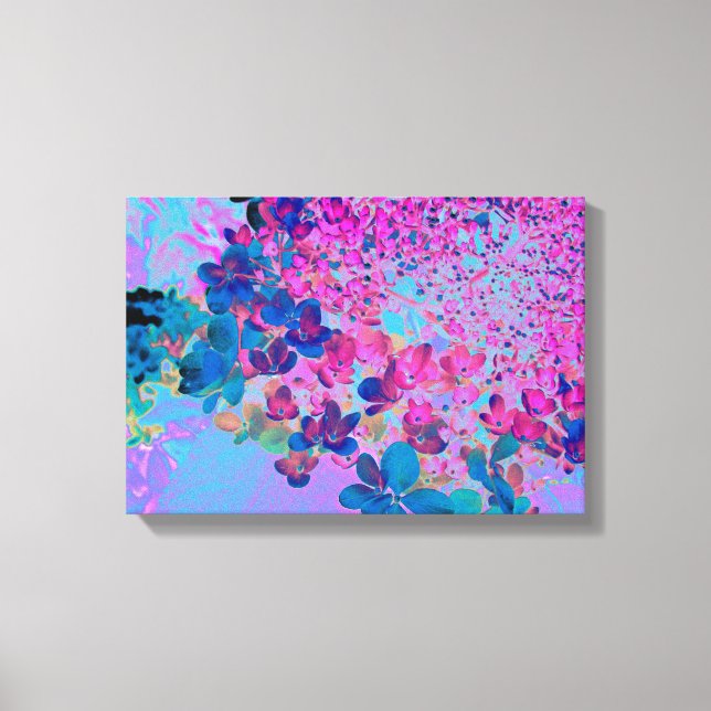 Elegant Dark Blue and Magenta Limelight Hydrangea Canvastryck (Framsida)