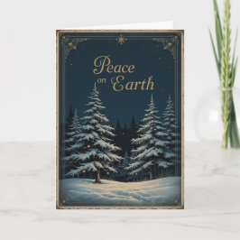 Elegant dark blue Christmas and glowing Peace Kort
