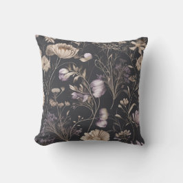 Elegant Dark Floral Botanical Throw Pillow  Kudde