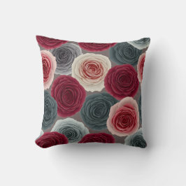 Elegant Dark Floral Rose Pattern Throw Pillow Kudde