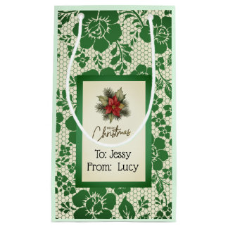 Elegant Dark Green Christmas Gift Bag