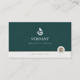 Elegant Dark Green Specialty Coffee business card Visitkort