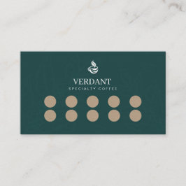 Elegant Dark Green Specialty Coffee Loyalty Card Visitkort