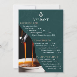 Elegant Dark Green Specialty Coffee Shop Menu Card Inbjudningar