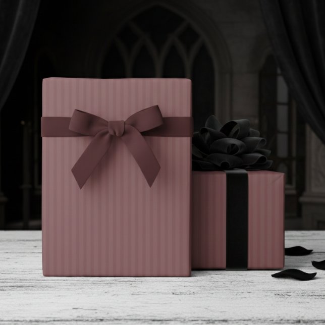 Elegant Dark Mauve Pinstripes Presentpapper (Gothic Dark Mauve Wrapping Paper for Her. Elegant Simple Hallowedding Gift Wrap in Gothic Pink)