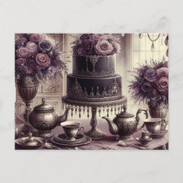 Elegant Dark Moody Tea Party  Vykort
