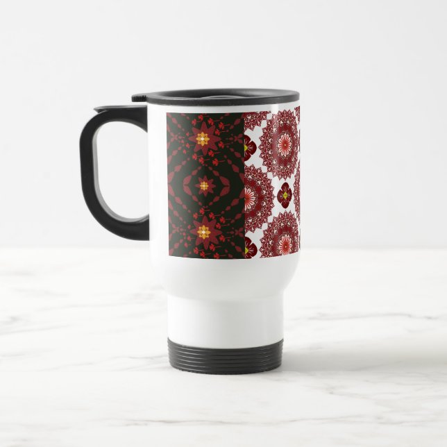 Elegant Dark Red Mandala Geometric Travel Mug – In Resemugg (Vänster)