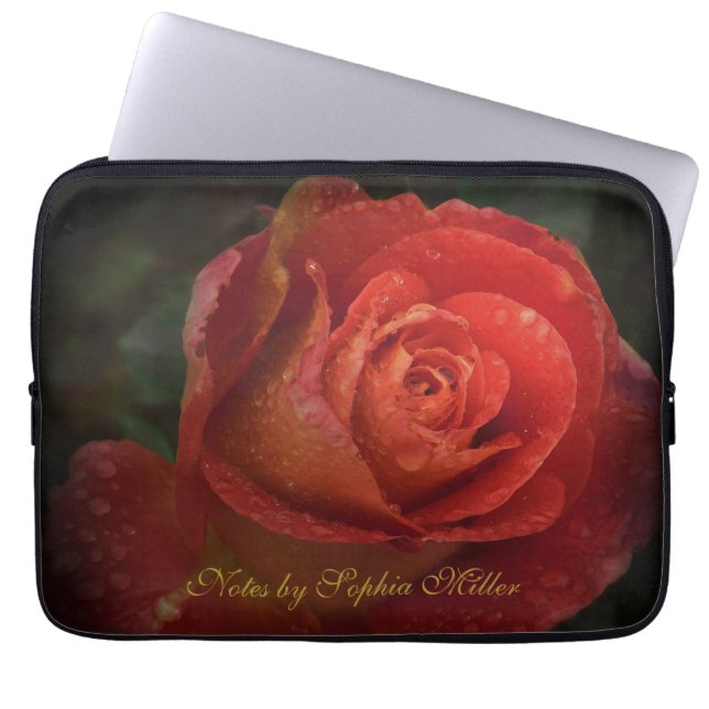Elegant Dark Red Rose Botanical Electronics Bag Laptop Fodral (Framsidan)