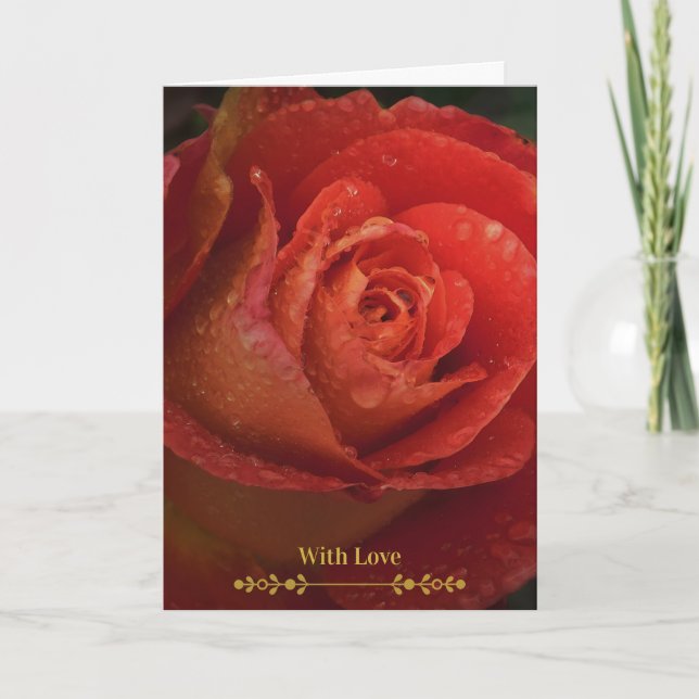 Elegant Dark Red Rose Botanical Folded Card Kort (Framsida)