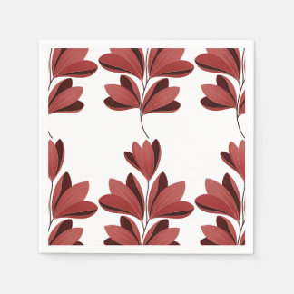 Elegant Dark Red Stylized Floral Branch Pappersservett