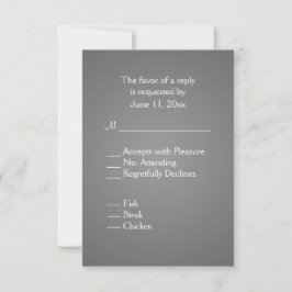 Elegant Dark Silver Wedding RSVP med Menu OSA Kort