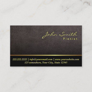 Elegant Darker Leather Piano Teacher Pianist Visitkort