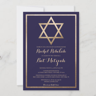 Elegant David-stjärnan: Modern Bat mitzvah Inbjudningar