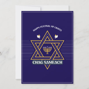 Elegant Davidstjärna Hanukkah Julkort