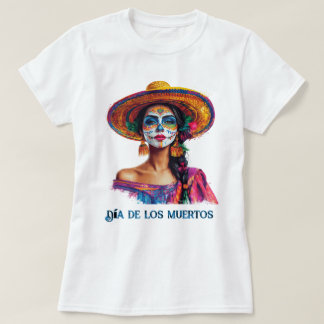 Elegant Day of the dead Sugar Skull Dam Colorful T Shirt