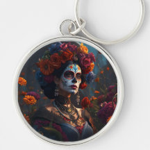 Elegant Day of the dead Vibrant Round Nyckelring