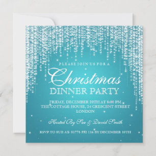 Elegant Dazzle Jul Holiday Party Turkos Inbjudningar