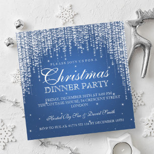 Elegant Dazzle-Julfesten Blue Inbjudningar