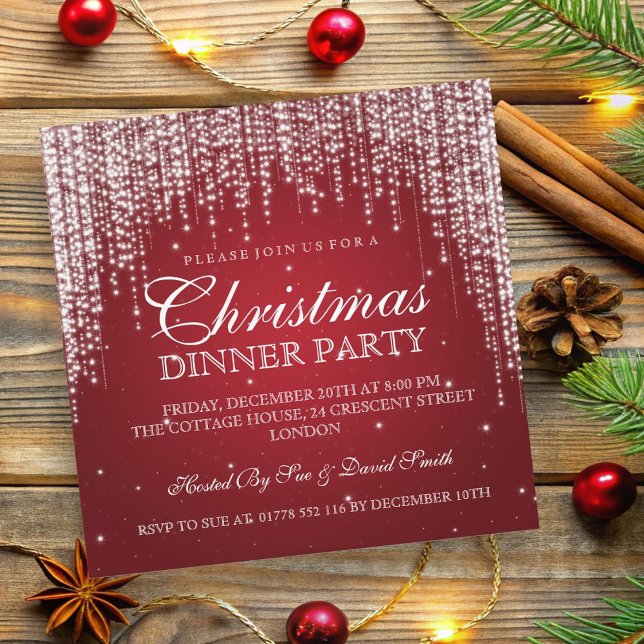 Elegant Dazzle-Julfesten Red Inbjudningar (Elegant Dazzle Christmas Holiday Party Red Invitation)