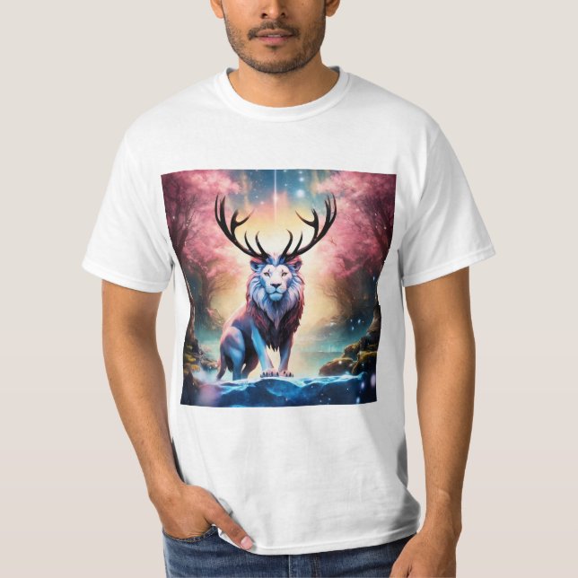 Elegant Dearlion Design T-Shirt for Nature Enthus  (Framsida)