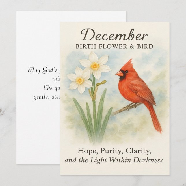 Elegant December Scripture Christian Cardinal  (Fram/baksida)
