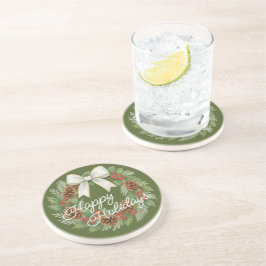 Elegant decemberkrans med vit slinga semester underlägg