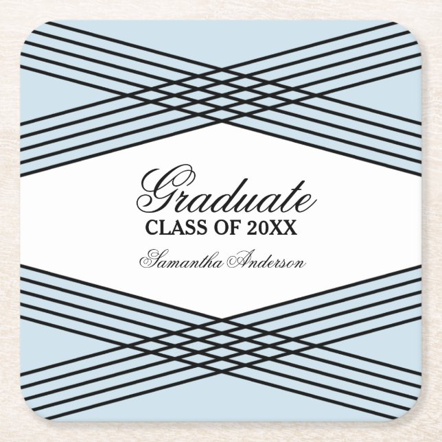 Elegant Deco Blue Studenten Underlägg Papper Kvadrat (Framsidan)