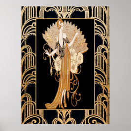 Elegant Deco Dam med Fläkt Poster