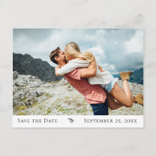 Elegant deco Flourish Photo Save Date Meddelande Vykort