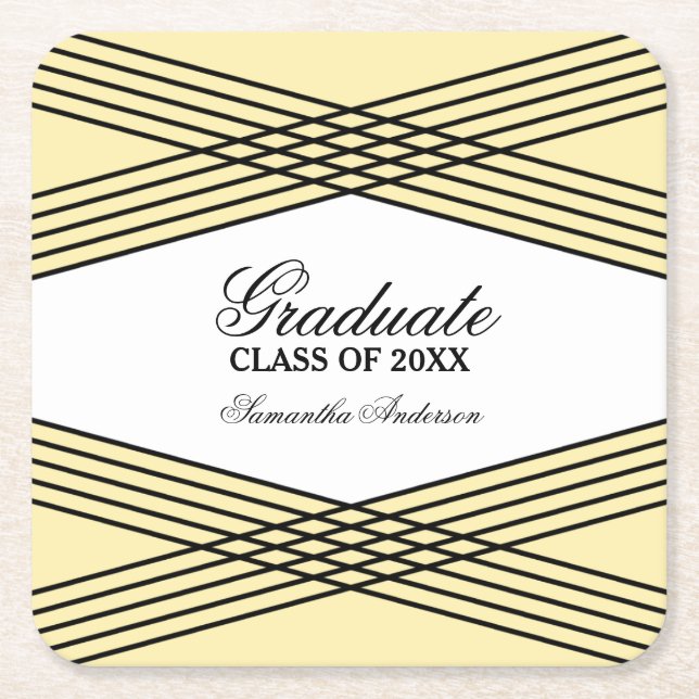 Elegant Deco Gult Studenten Underlägg Papper Kvadrat (Framsidan)