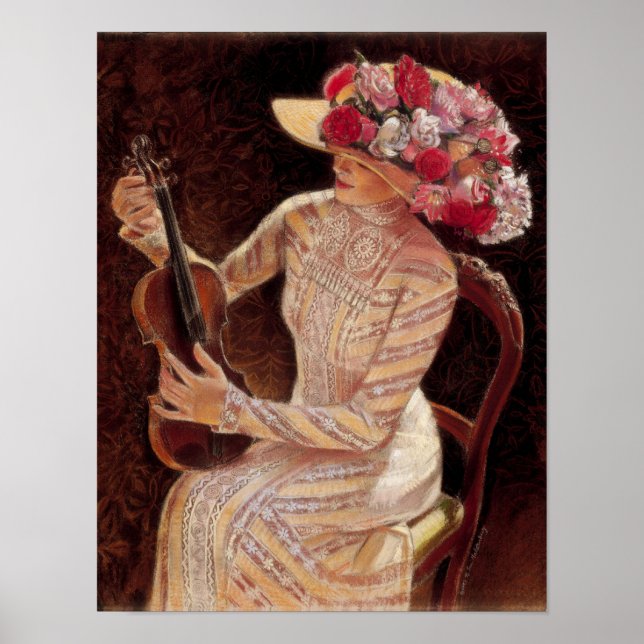 Elegant Decor Art Poster Victorian Dam blommigt ha (Framsidan)