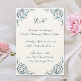 Elegant Decorative Baroque Calligraphy Bröllop Inbjudningar