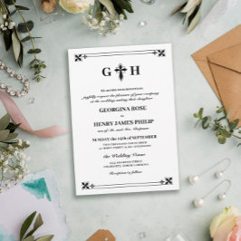 Elegant Decorative Kor Monogram Traditional Inbjudningar