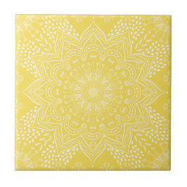 Elegant Decorative Mönster Mandala Gult Kakelplatta