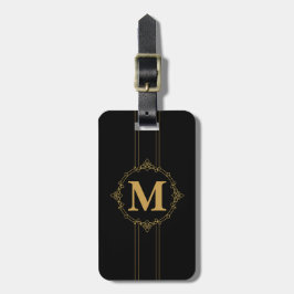 Elegant Decorerad Golden RF Monogrammed Bagagebricka