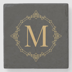 Elegant Decorerad Golden RF Monogrammed Stenunderlägg